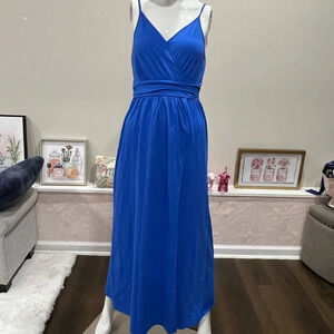Newshows Women's Summer V Neck Spaghetti blue dress